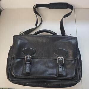 Coach Briefcase Bag Womens Black Full Grain Leather Laptop Shoulder Messenger